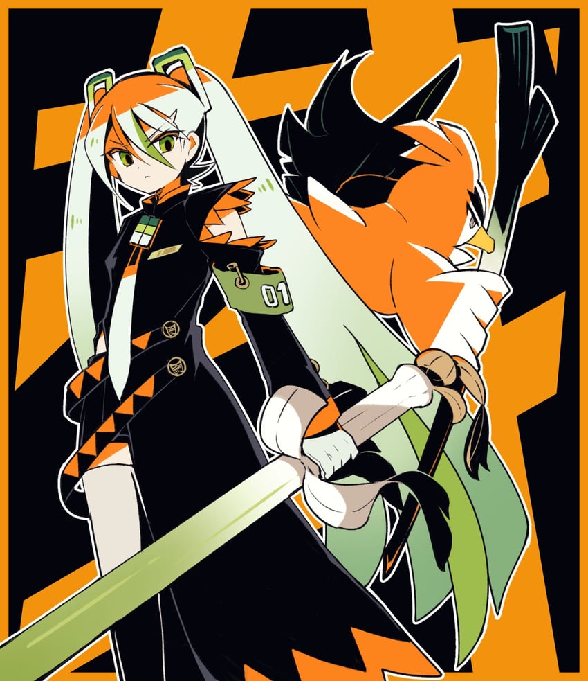 hatsune miku, sirfetch'd, and fighting miku (pokemon and 2 more) drawn by land-k