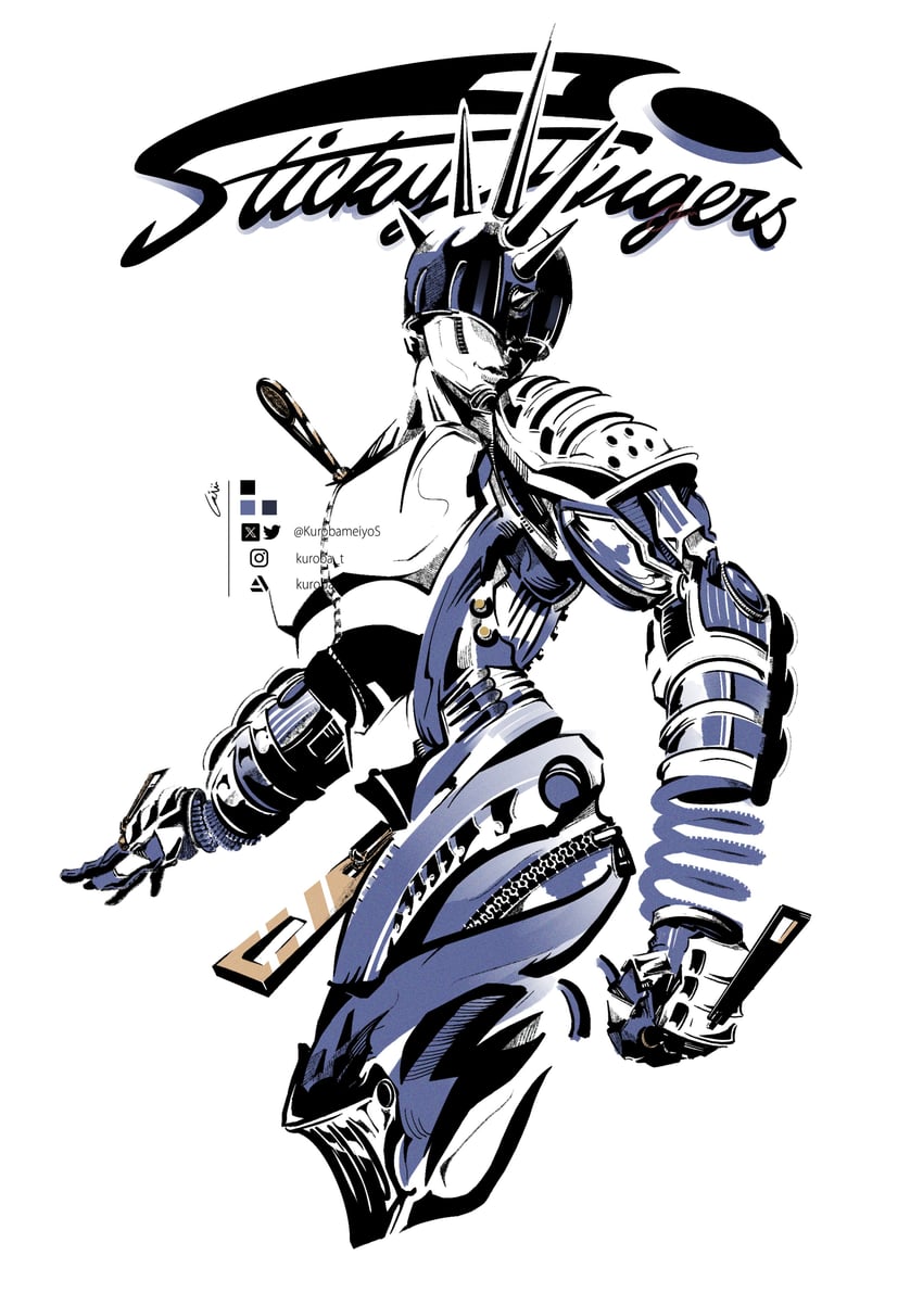 sticky fingers (jojo no kimyou na bouken and 1 more) drawn by kurobameiyos