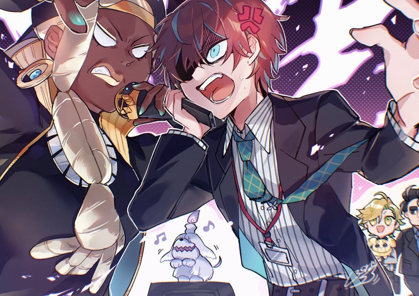 larry, fidough, greavard, kannonzaka doppo, izanami hifumi, and 1 more (pokemon and 2 more) drawn by shiroraba