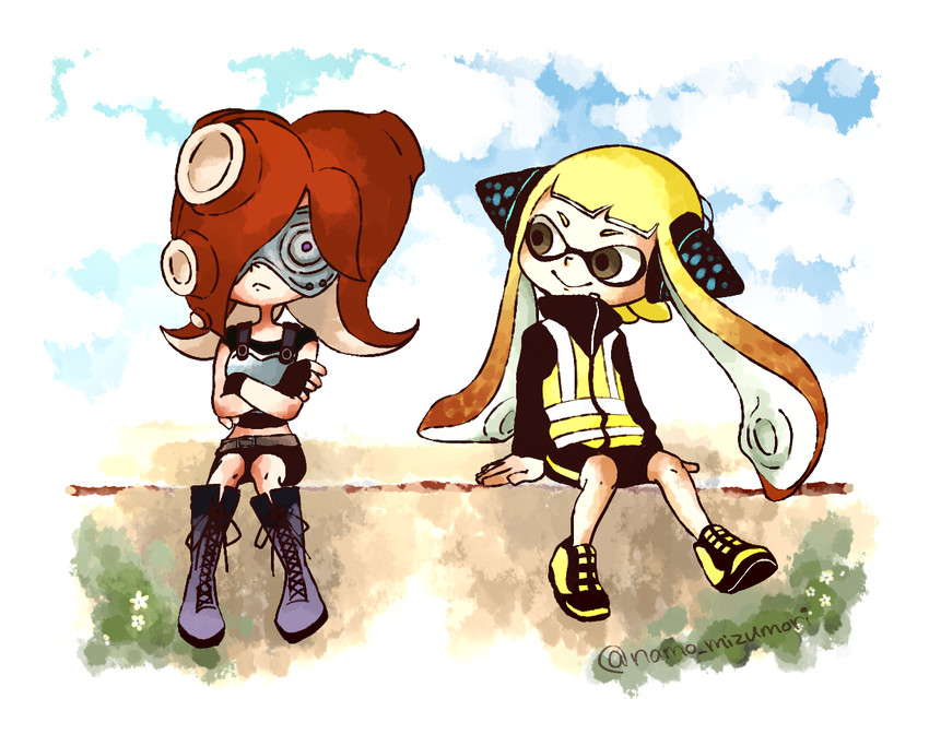 inkling player character, inkling girl, octoling player character, agent 3, and takozonesu (splatoon and 1 more) drawn by mizumori_namo