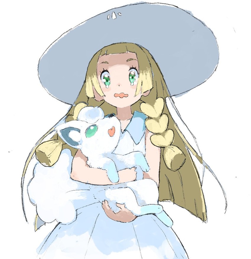lillie and alolan vulpix (pokemon and 1 more) drawn by kkxxxx