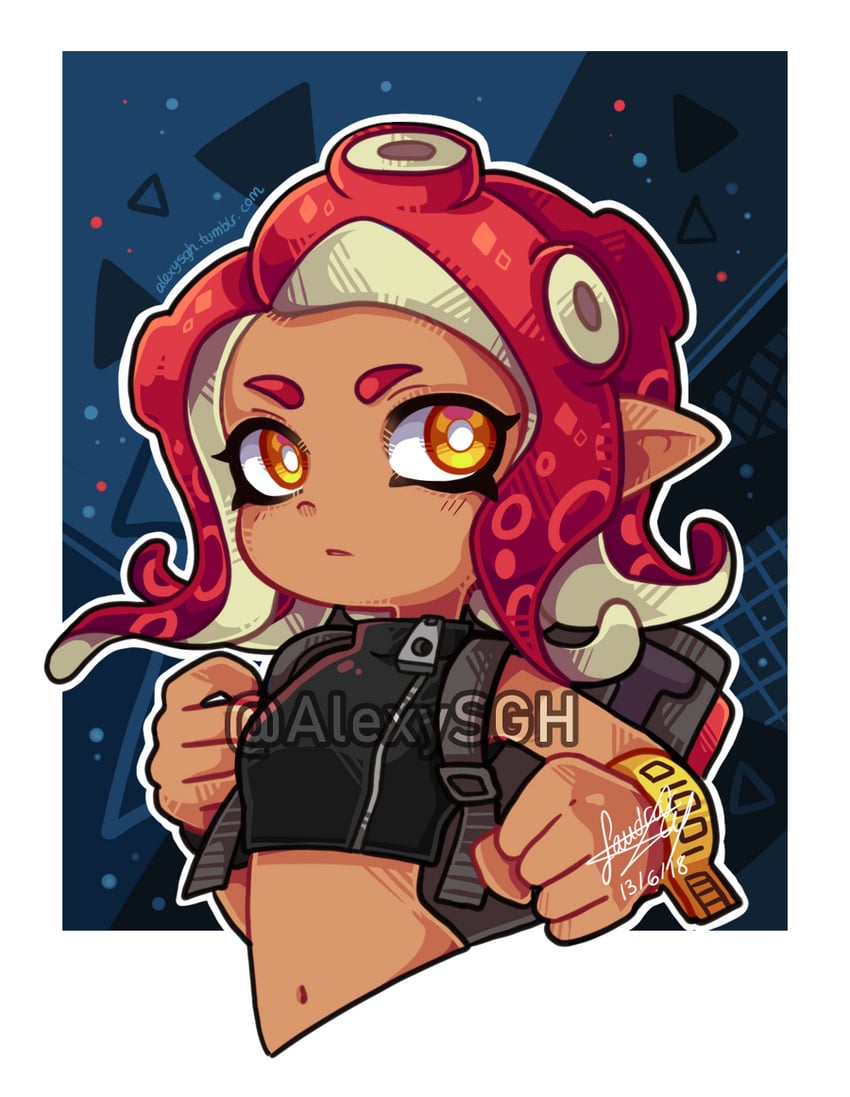 octoling player character and agent 8 (splatoon and 2 more) drawn by sandragh