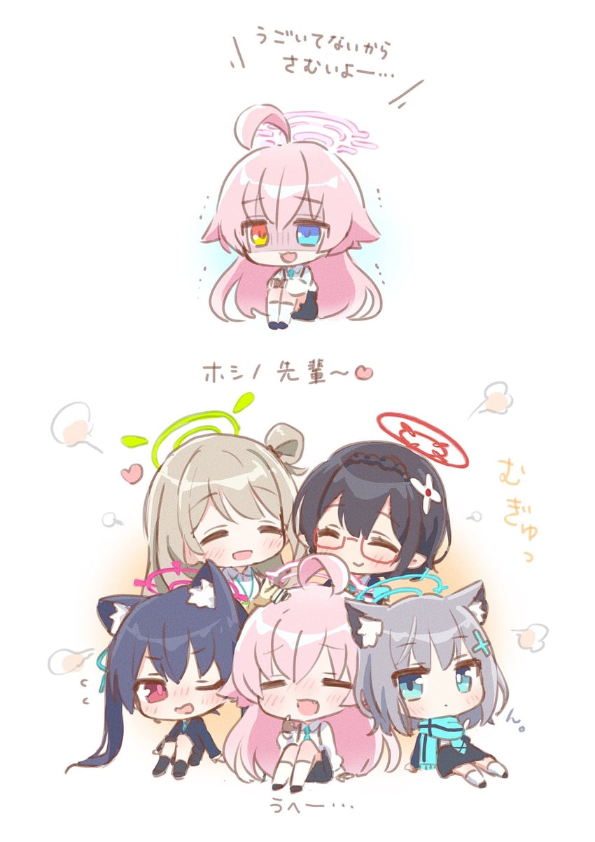 shiroko, hoshino, nonomi, serika, and ayane (blue archive) drawn by tibaridooor
