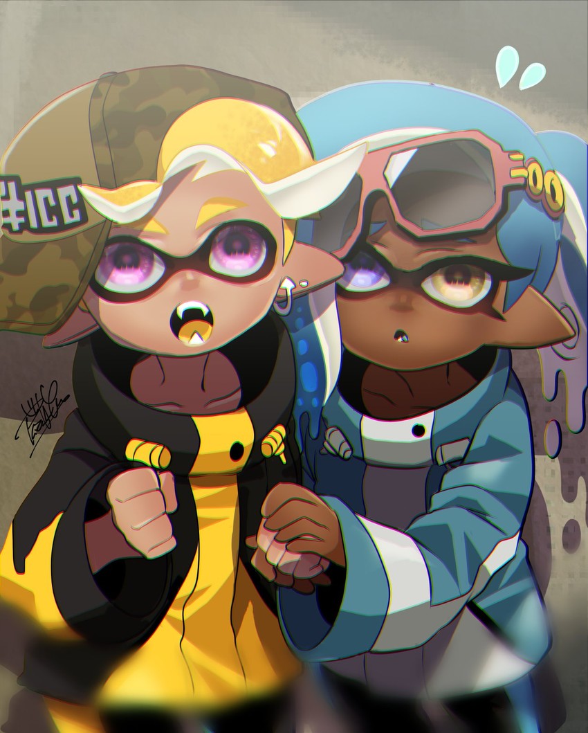 inkling player character and inkling boy (splatoon) drawn by isamu-ki_(yuuki)