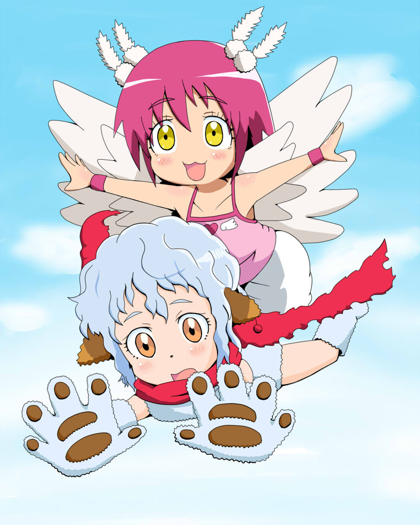 yeti and harpy (namiuchigiwa no muromi-san) drawn by yuureidoushi_(yuurei6214)