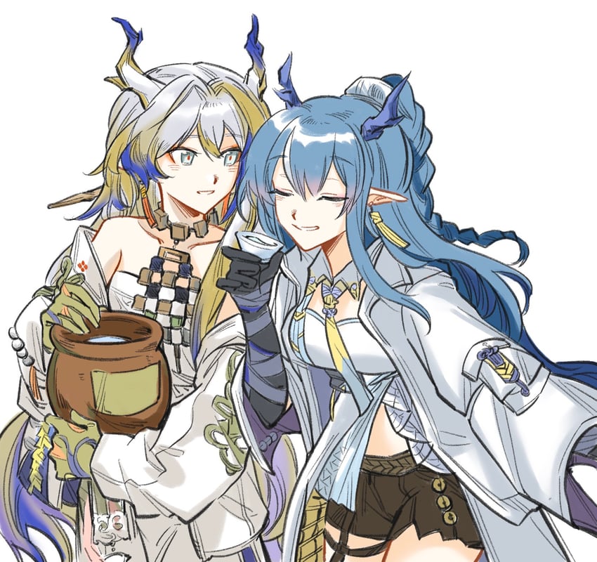 shu and ling (arknights) drawn by ni_shuo_zhege_wo_ye_bu_tai_dong