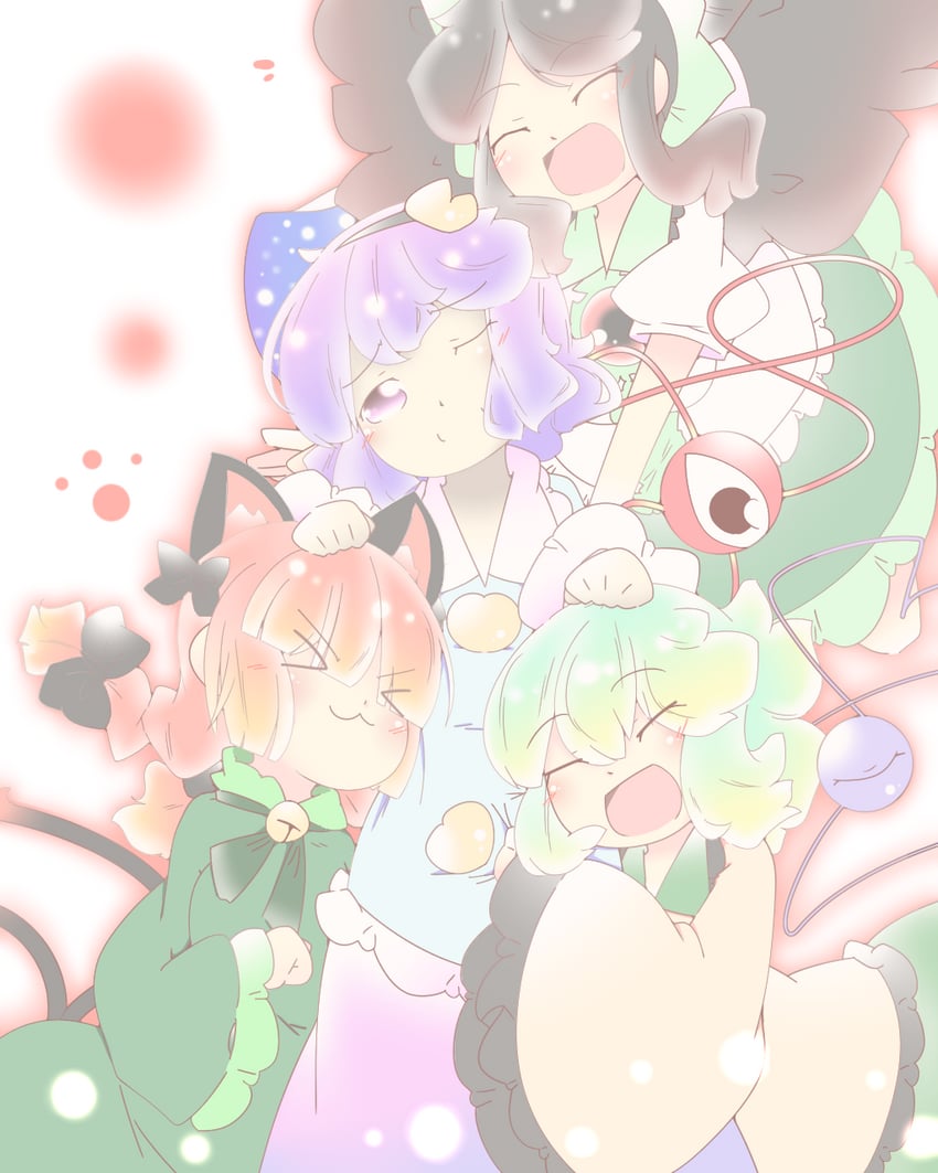 komeiji koishi, komeiji satori, kaenbyou rin, and reiuji utsuho (touhou) drawn by hiyori_(higanahannnti)