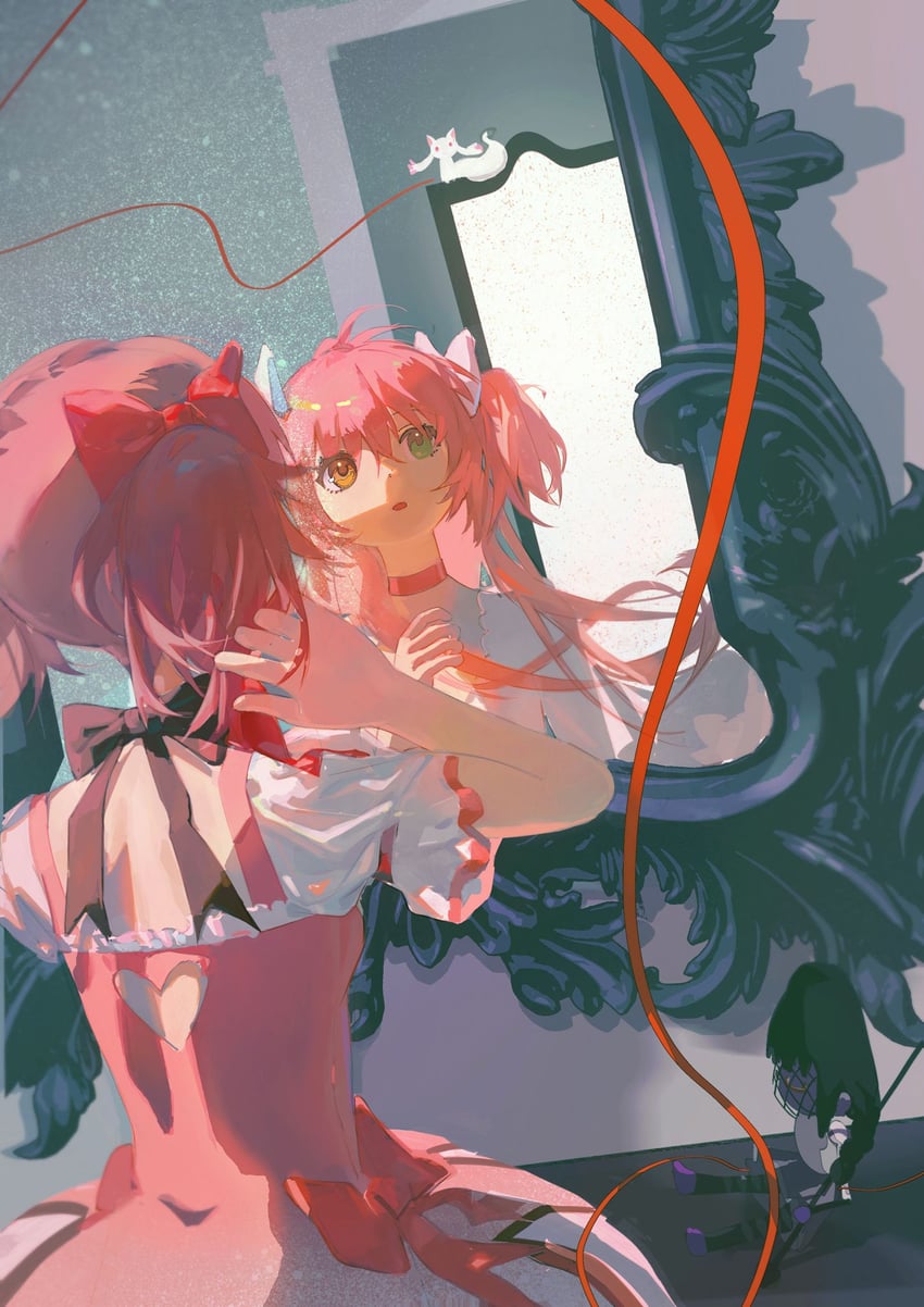 akemi homura, kaname madoka, and kyubey (mahou shoujo madoka magica) drawn by ainimo5