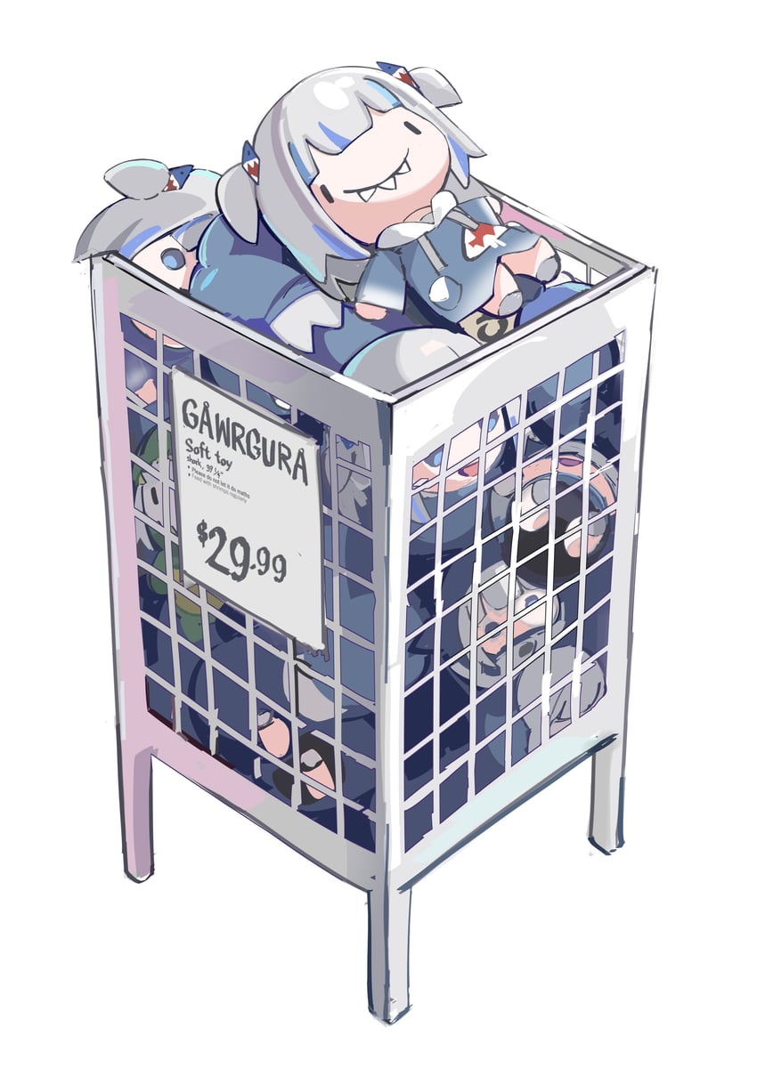 gawr gura (hololive and 2 more) drawn by kouhiipan