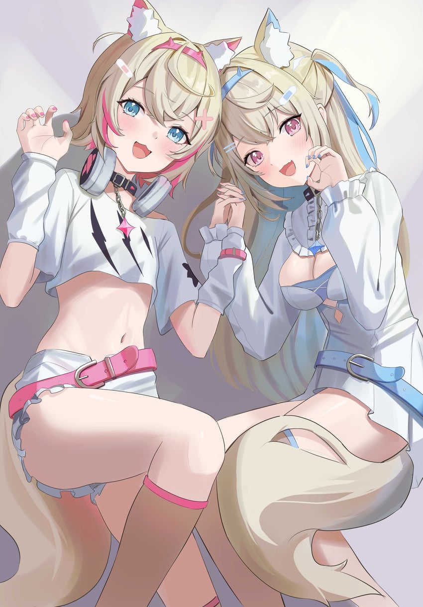 fuwawa abyssgard and mococo abyssgard (hololive and 1 more) drawn by guree_(haiiro)