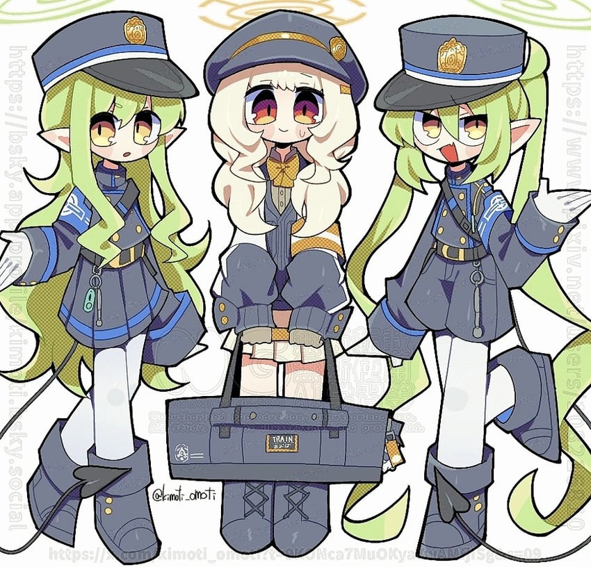 hikari, nozomi, and aoba (blue archive) drawn by kimoti_omoti
