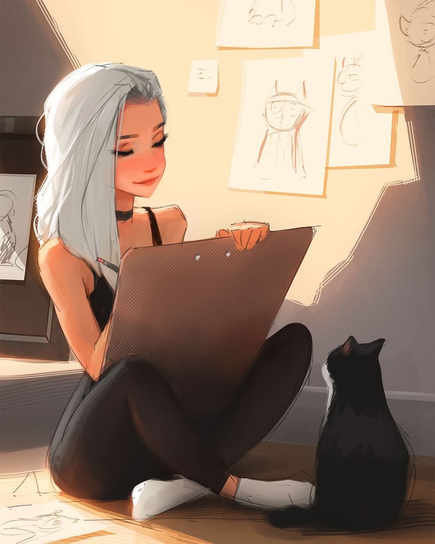 kara and bruce (original) drawn by sam_yang