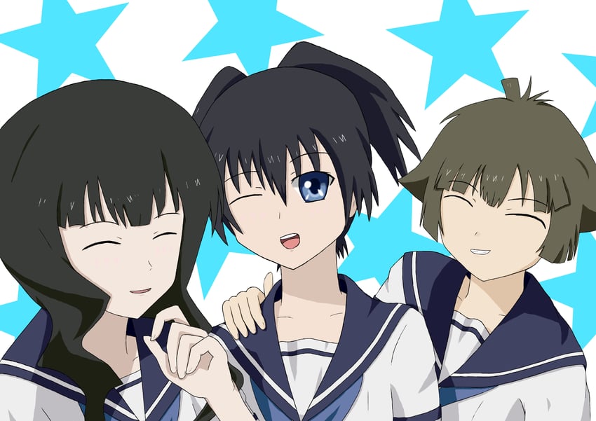 black rock shooter, kuroi mato, and takanashi yomi (black rock shooter) drawn by puritena