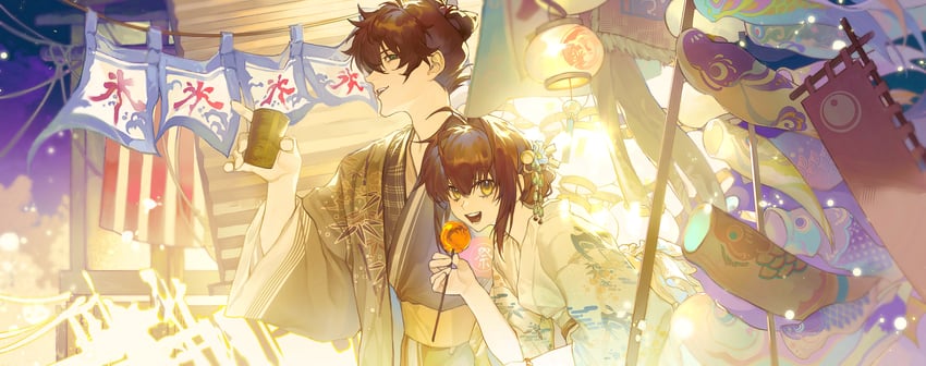 yamato takeru and miyamoto iori (fate and 2 more) drawn by aizendai