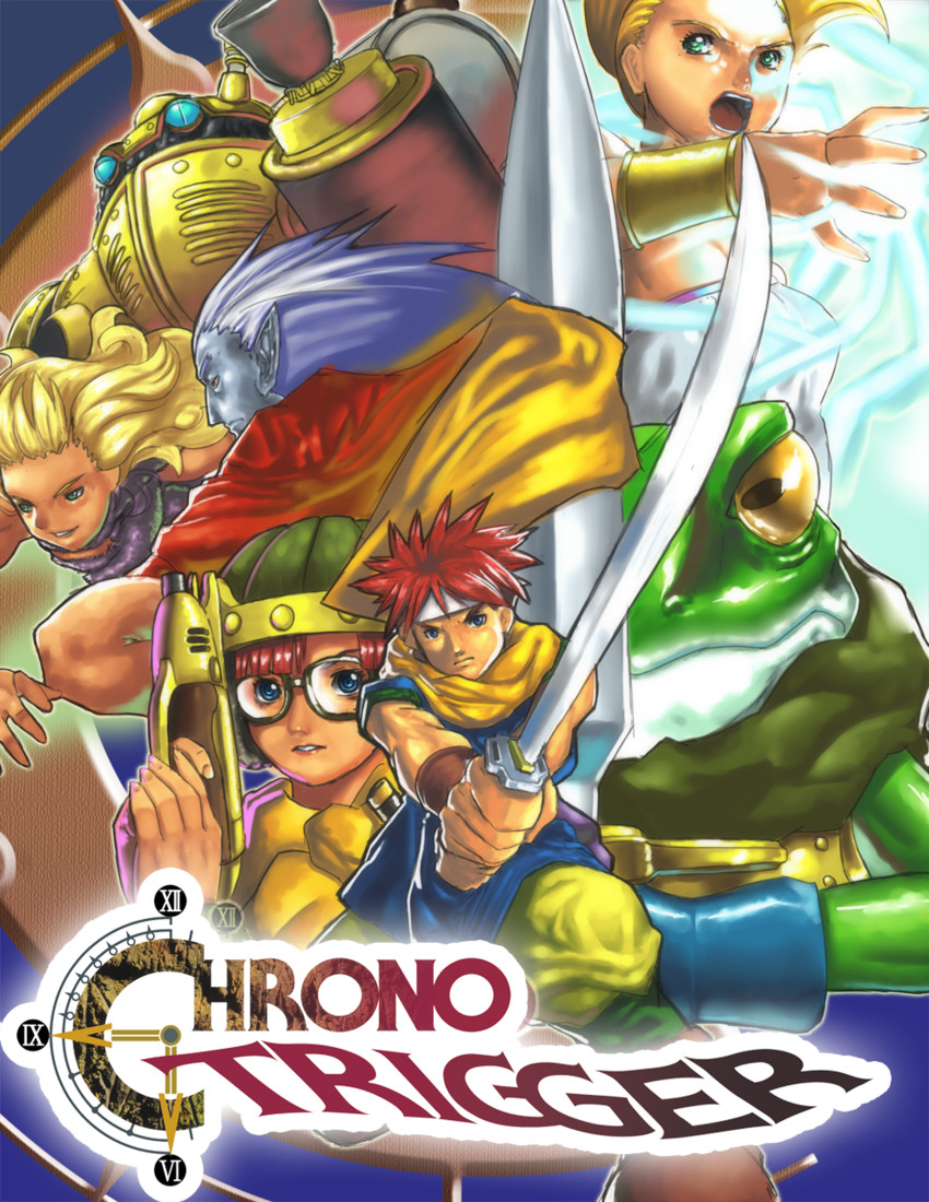 lucca ashtear, crono, marle, ayla, robo, and 1 more (chrono trigger) drawn by cessa