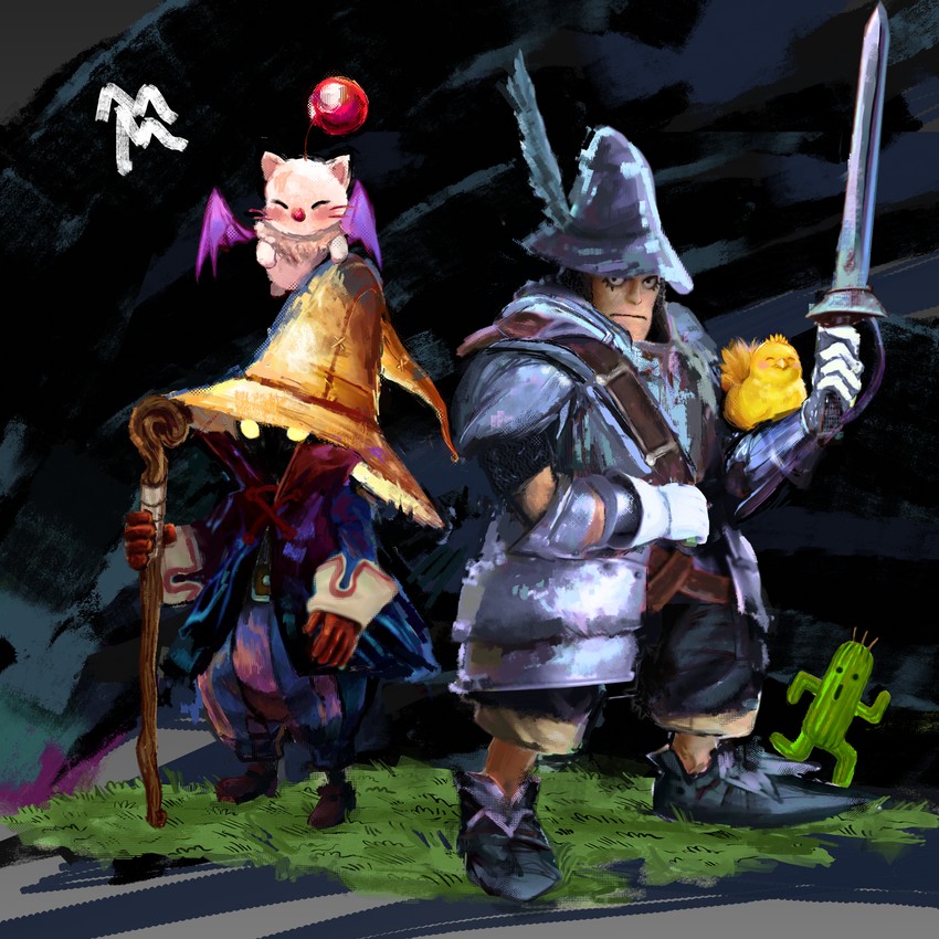 moogle, vivi ornitier, sabotender, and adelbert steiner (final fantasy and 1 more) drawn by layla_vladi