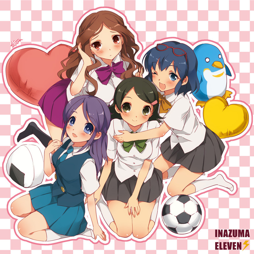 otonashi haruna, raimon natsumi, kudou fuyuka, and kino aki (inazuma eleven) drawn by kayou_(kayou-bi)