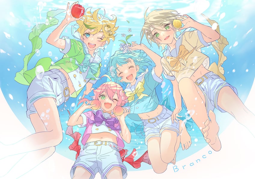 himemiya tori, shino hajime, shiratori aira, and harukawa sora (ensemble stars!) drawn by rice_(rice8p)