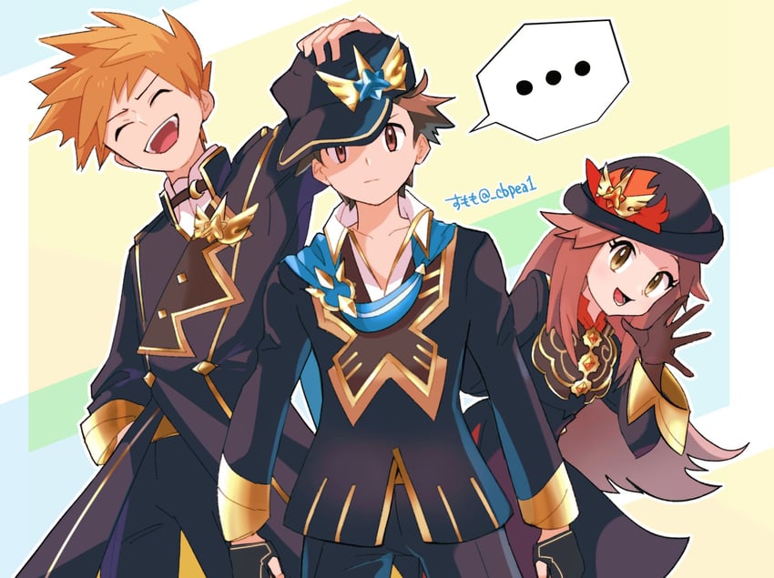 blue oak, leaf, and red (pokemon and 1 more) drawn by cbpea1