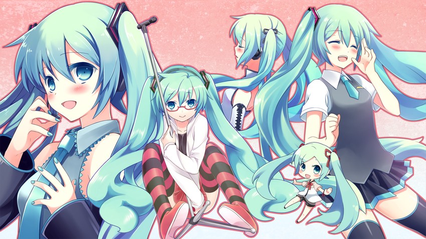 hatsune miku (vocaloid and 6 more) drawn by tobade_(tbdfactory)