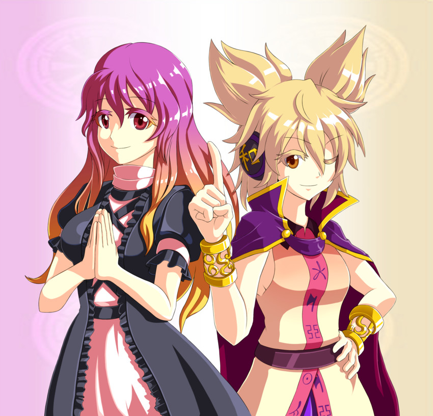hijiri byakuren and toyosatomimi no miko (touhou) drawn by exis