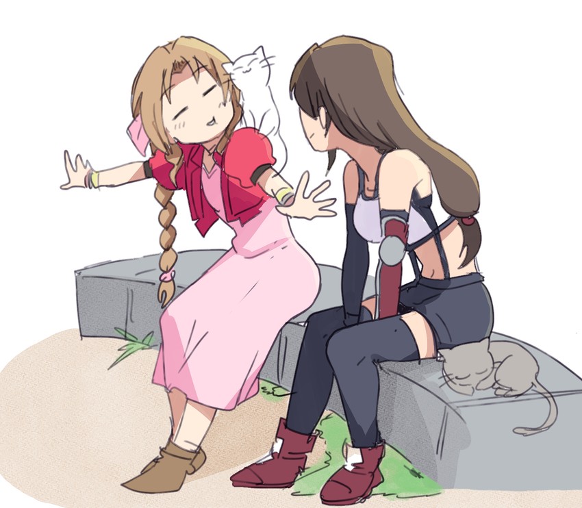 tifa lockhart and aerith gainsborough (final fantasy and 2 more) drawn by tsubobot
