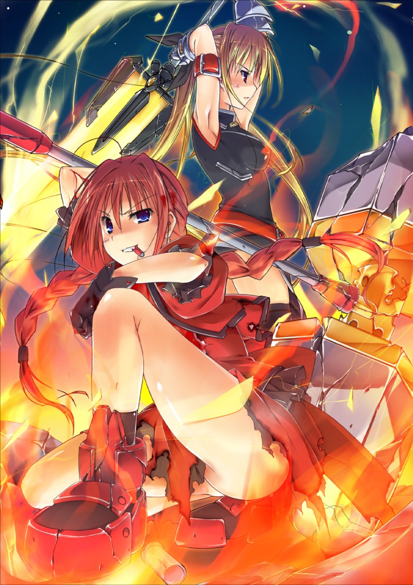 fate testarossa, bardiche, vita, and graf eisen (lyrical nanoha and 2 more) drawn by t-ray