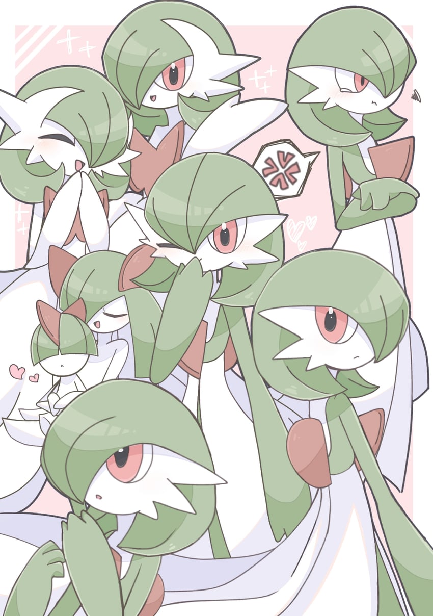 gardevoir, mega gardevoir, kirlia, and ralts (pokemon) drawn by suzu_(pixiv_32232702)