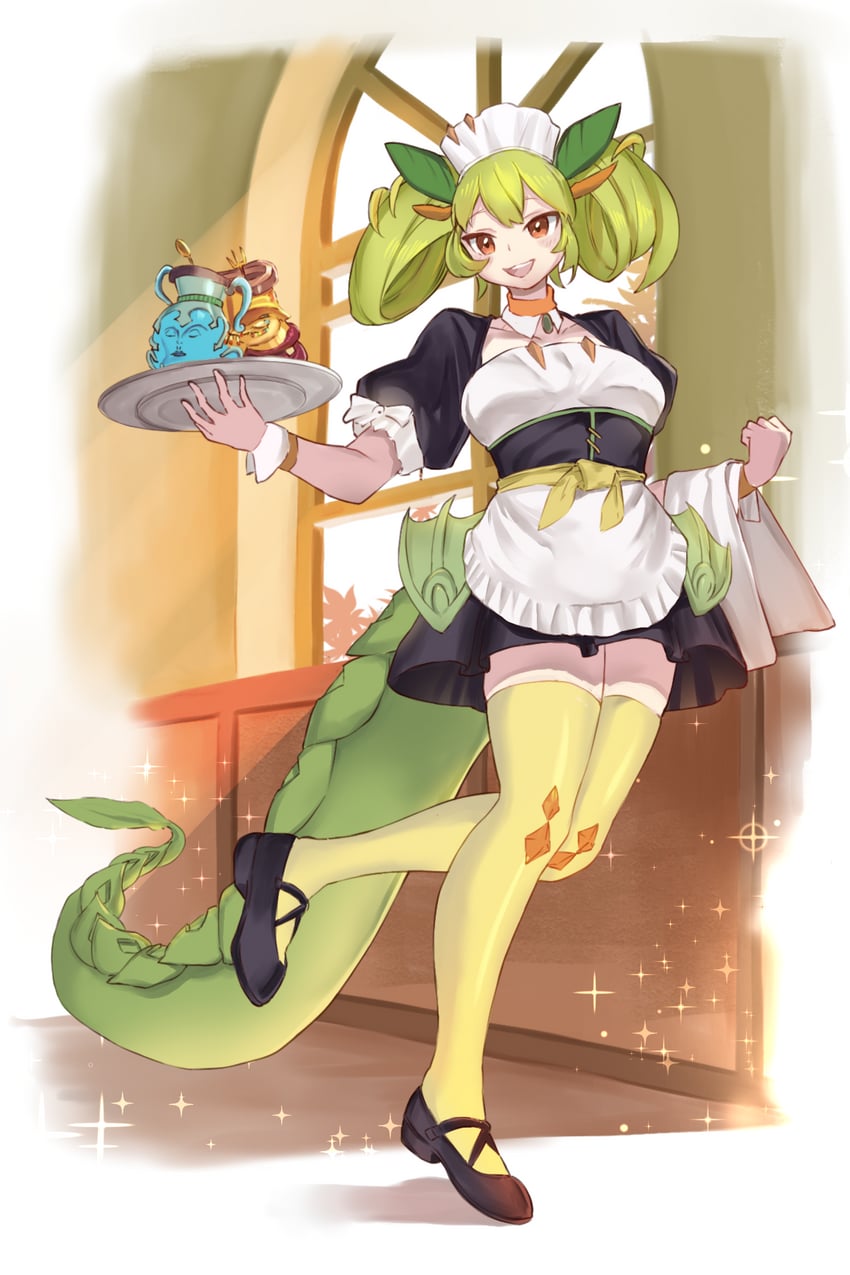 parlor dragonmaid and pot of prosperity (yu-gi-oh!) drawn by dougaku_(passionpit777)