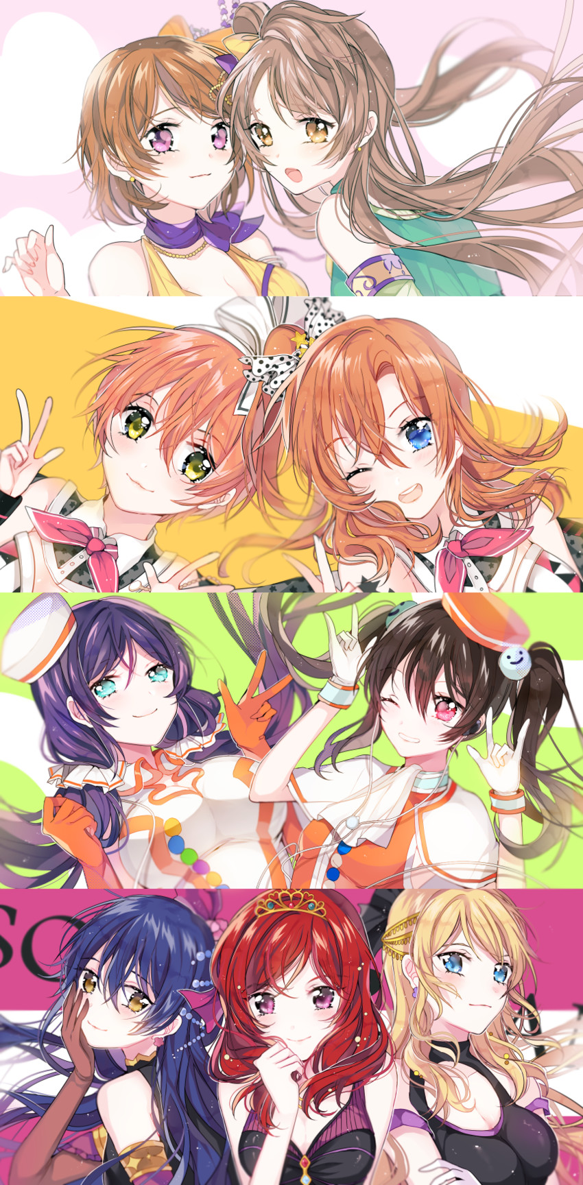 nishikino maki, tojo nozomi, sonoda umi, yazawa nico, ayase eli, and 4 more (love live! and 1 more) drawn by nennen
