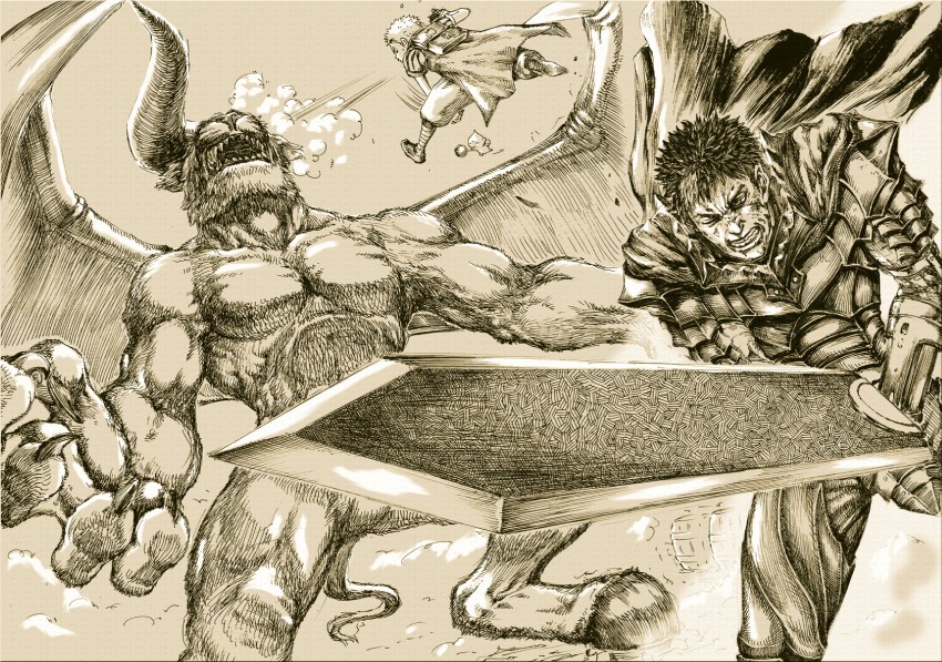 guts, puck, zodd, and isidro (berserk) drawn by dal-segno