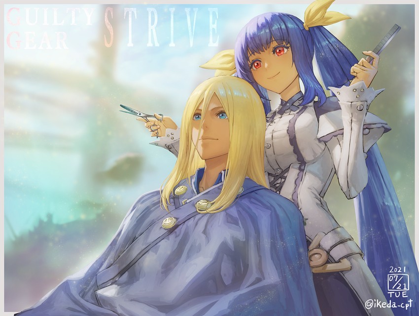 dizzy and ky kiske (guilty gear and 2 more) drawn by ikeda_(cpt)