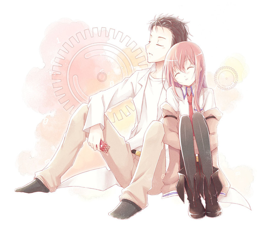 makise kurisu and okabe rintarou (steins;gate) drawn by kinoshita_neko