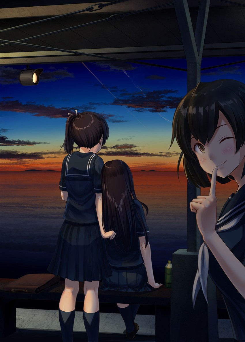 kaga, akagi, and hiryuu (kantai collection) drawn by ichikawa_feesu