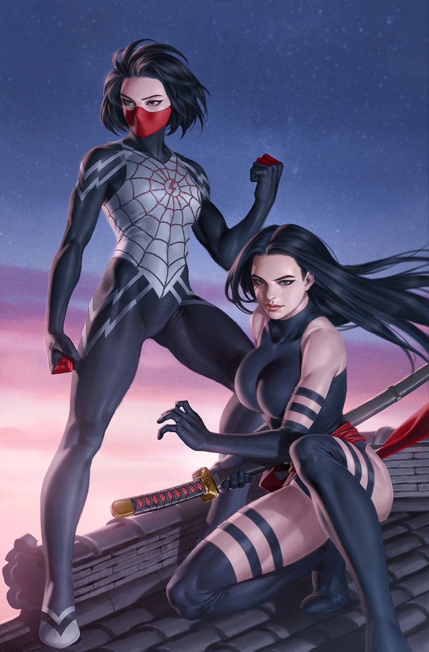 psylocke, silk, and cindy moon (marvel and 2 more) drawn by yoon_junggeun