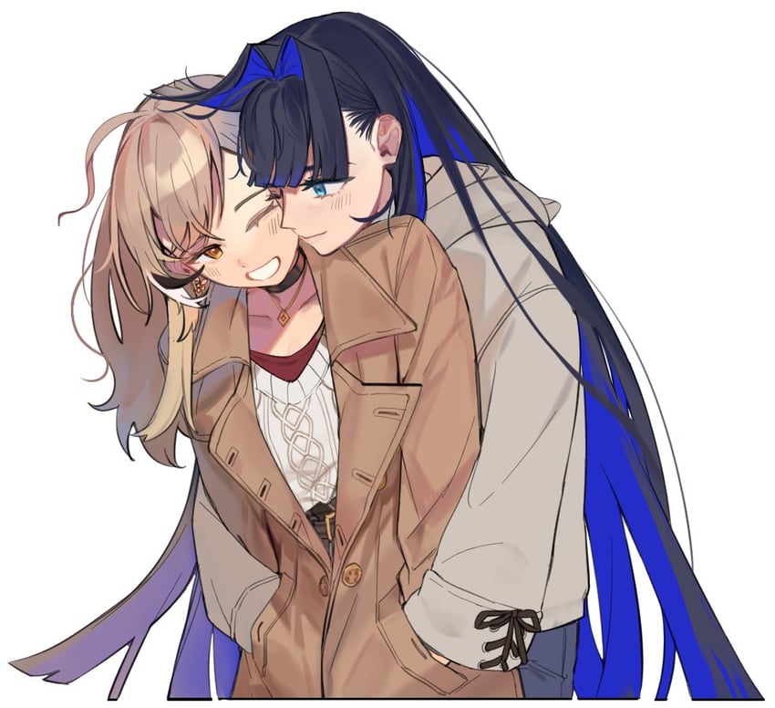 ouro kronii and nanashi mumei (hololive and 1 more) drawn by eus_ing
