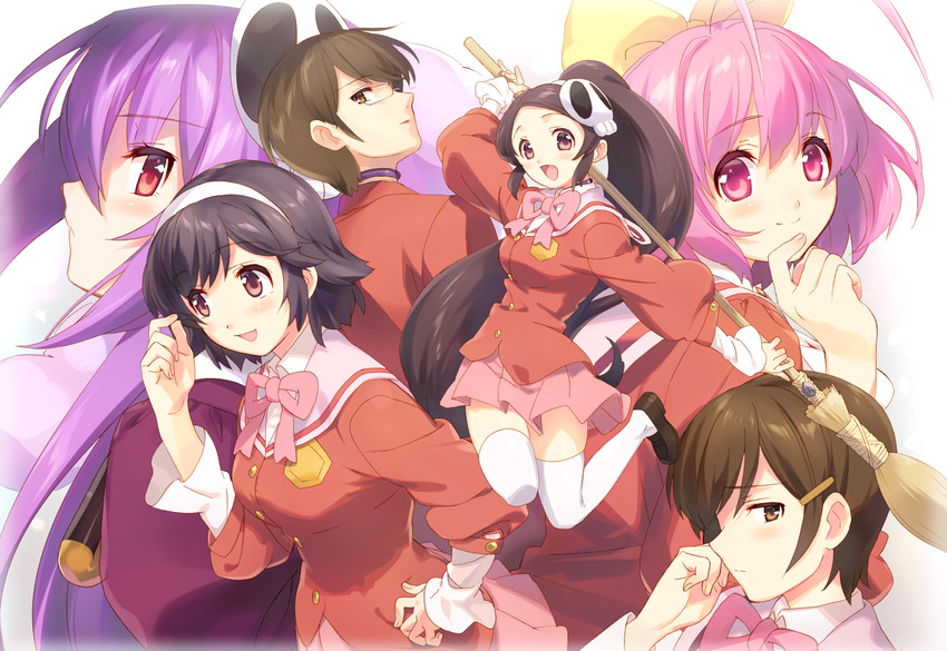 elysia de lute ima, katsuragi keima, haqua d'rot herminium, nakagawa kanon, takahara ayumi, and 1 more (kami nomi zo shiru sekai) drawn by tokira_nozumi