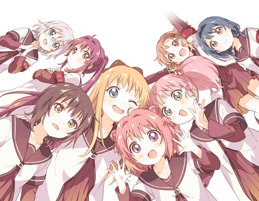 toshinou kyouko, akaza akari, funami yui, yoshikawa chinatsu, oomuro sakurako, and 3 more (yuruyuri) drawn by namori