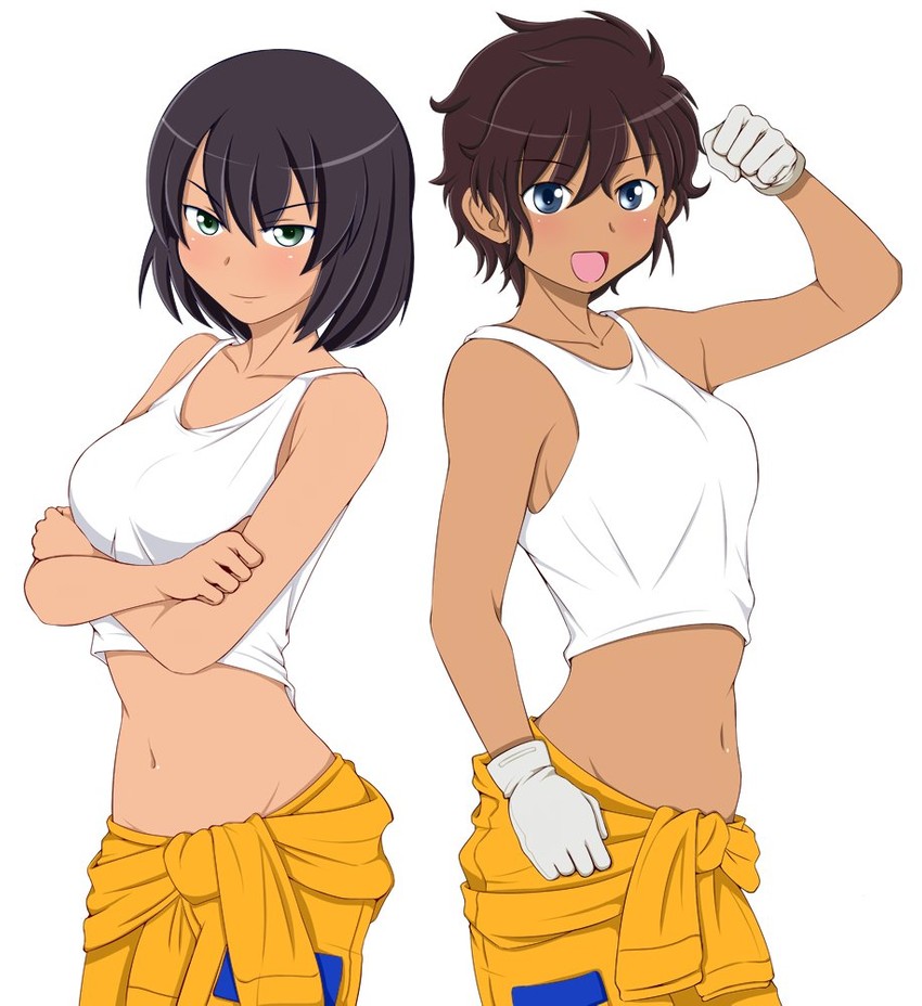 hoshino and suzuki (girls und panzer) drawn by tanaka_rikimaru