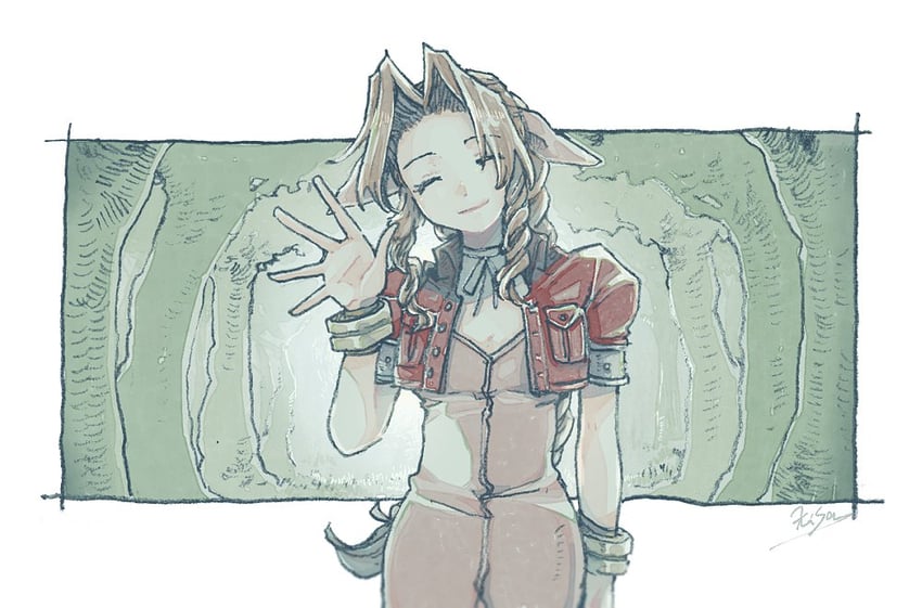 aerith gainsborough (final fantasy and 1 more) drawn by michibata_65