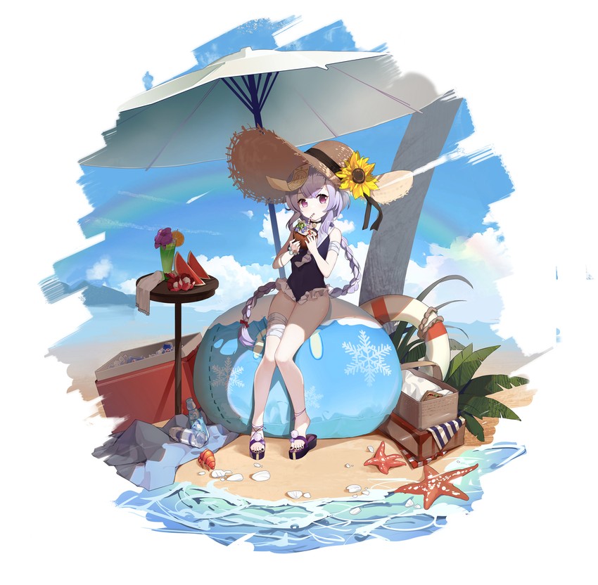 qiqi, slime, and cryo slime (genshin impact) drawn by luckin317