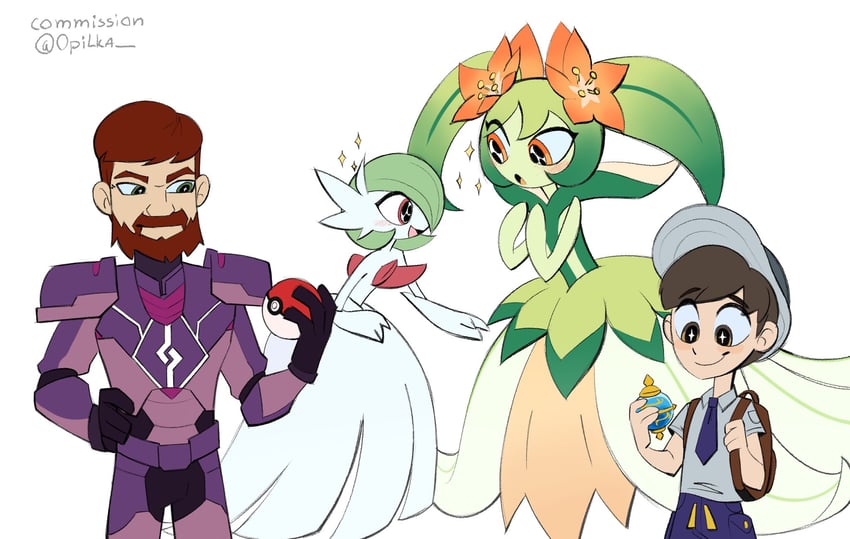 gardevoir, mega gardevoir, florian, and lyleen (pokemon and 2 more) drawn by opilka
