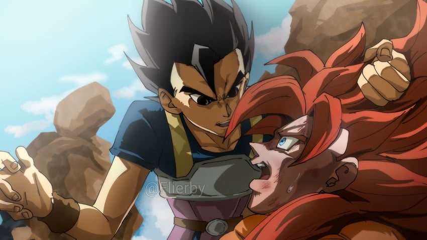 gogeta and cabba (dragon ball and 3 more) drawn by flierby