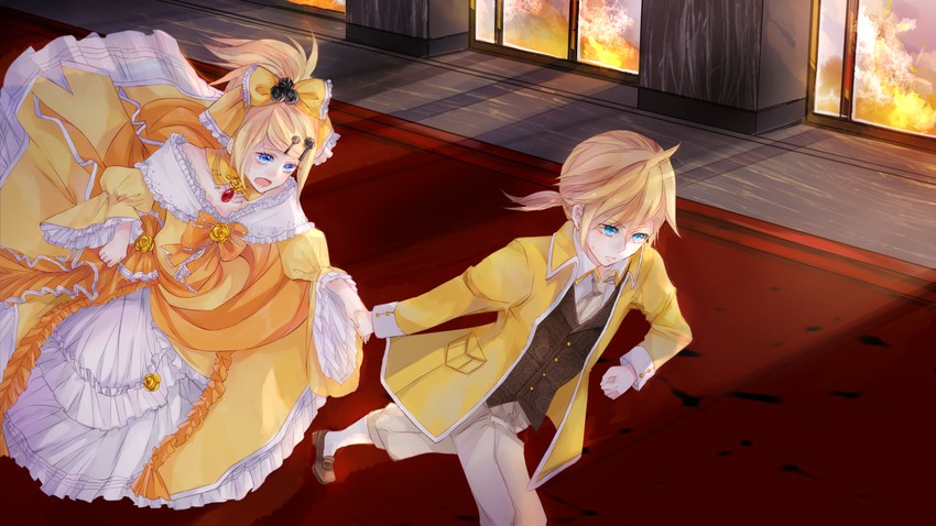 kagamine rin, kagamine len, riliane lucifen d'autriche, and allen avadonia (vocaloid and 2 more) drawn by nayuurin