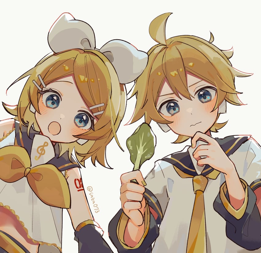 kagamine rin and kagamine len (vocaloid) drawn by sazanami_(ripple1996)