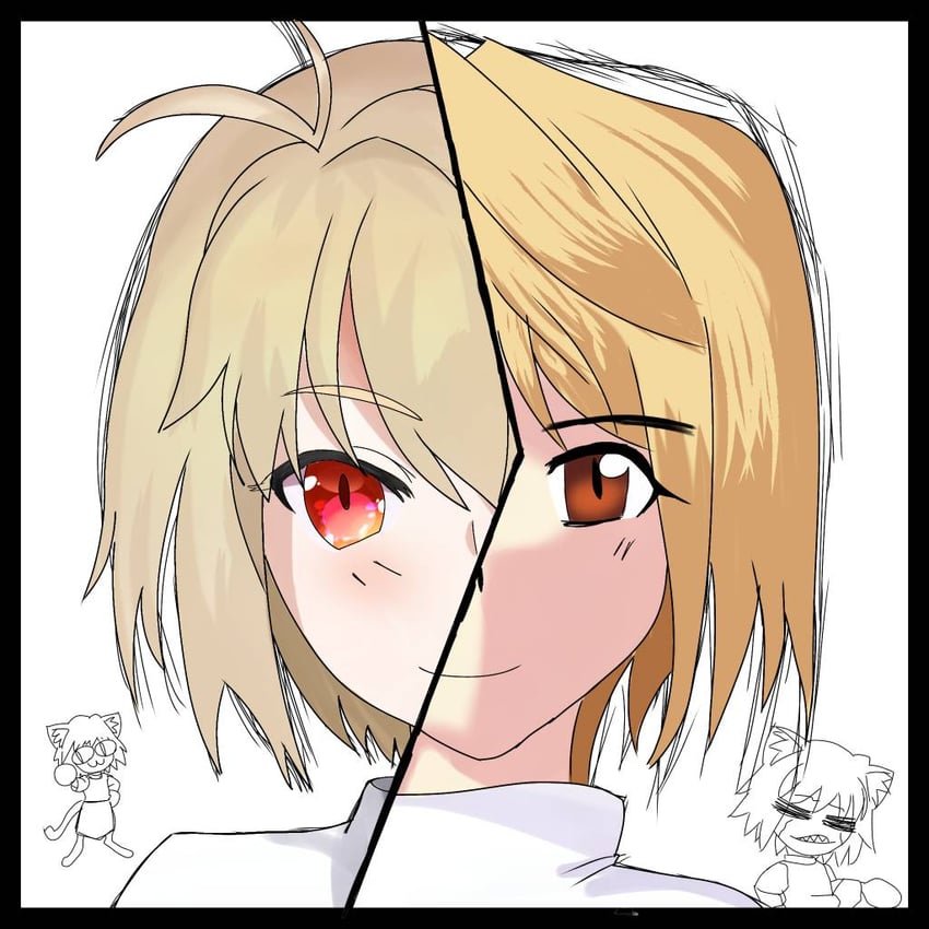 arcueid brunestud, neco-arc, and neco-arc chaos (tsukihime) drawn by mellox2004