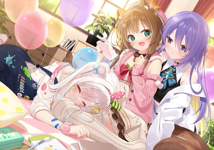 moona hoshinova, ayunda risu, and airani iofifteen (hololive and 1 more) drawn by yano_mitsuki_(nanairo)