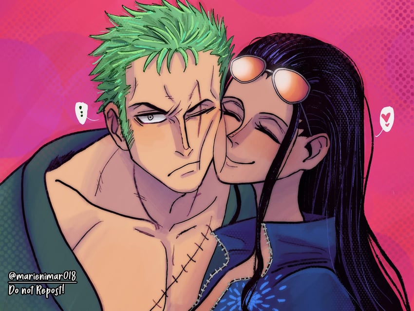 nico robin and roronoa zoro (one piece) drawn by marienimar