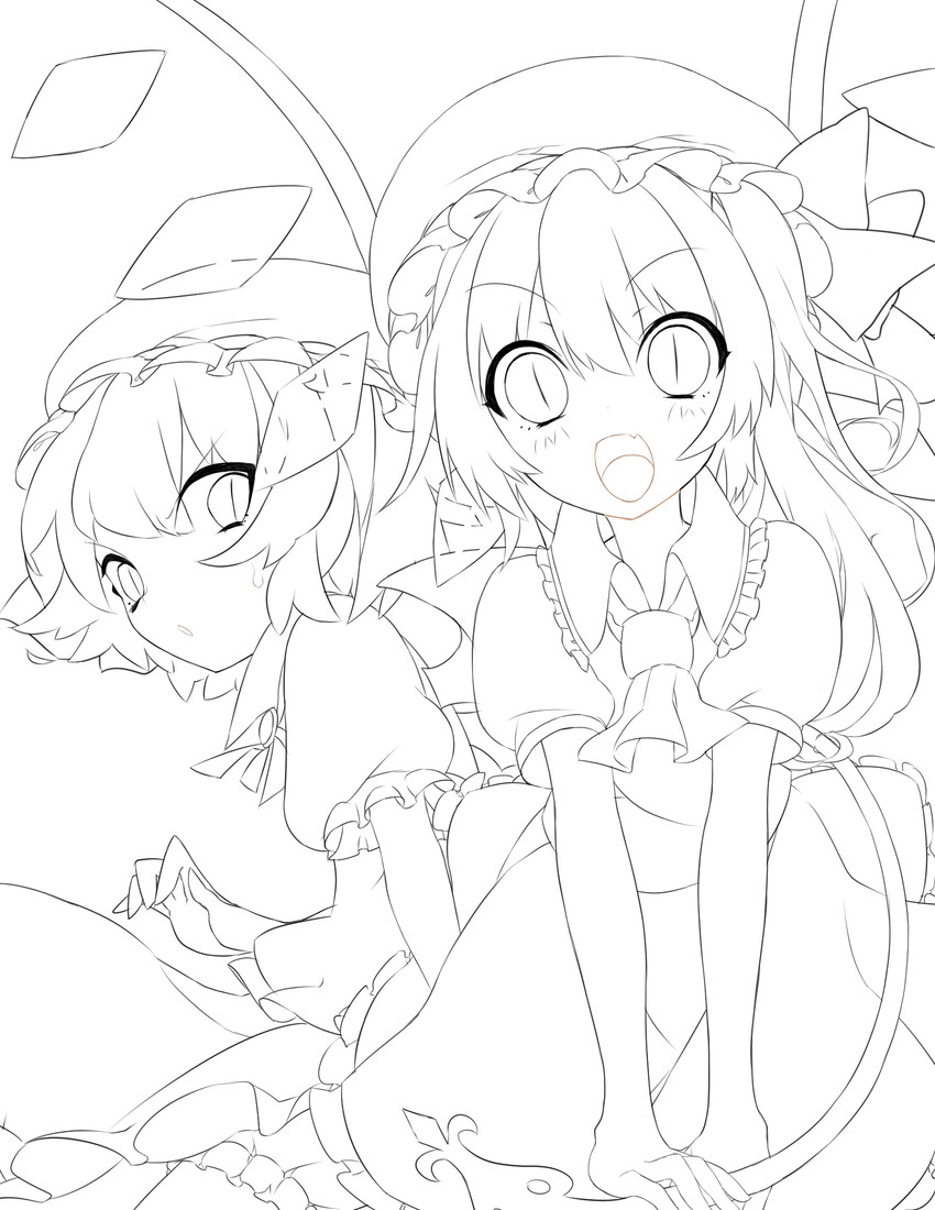 remilia scarlet and flandre scarlet (touhou) drawn by dyumo_(moffri)
