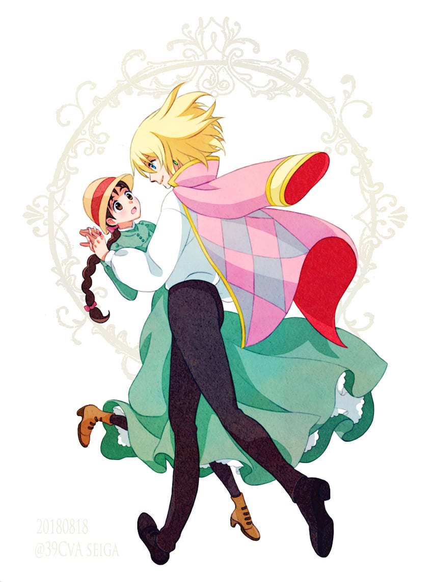 howl pendragon and sophie hatter (howl no ugoku shiro) drawn by 39cva